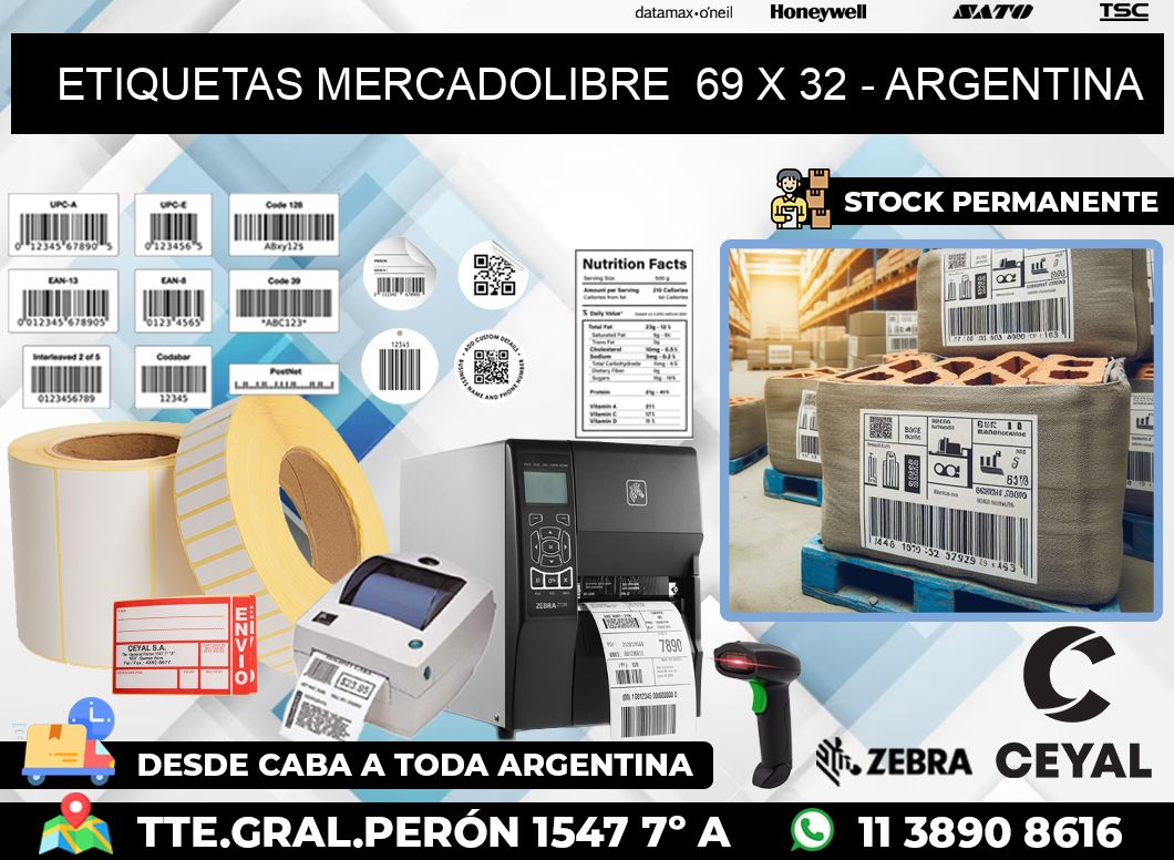 ETIQUETAS MERCADOLIBRE  69 x 32 – ARGENTINA