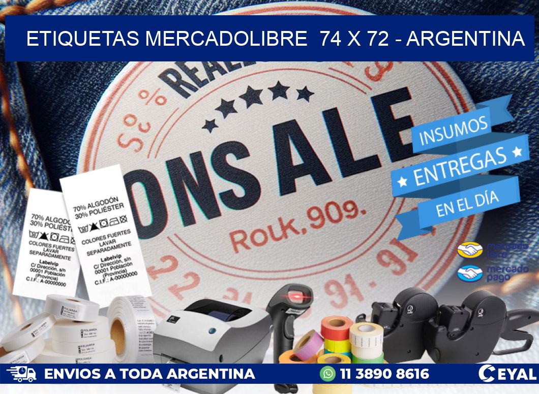 ETIQUETAS MERCADOLIBRE  74 x 72 - ARGENTINA