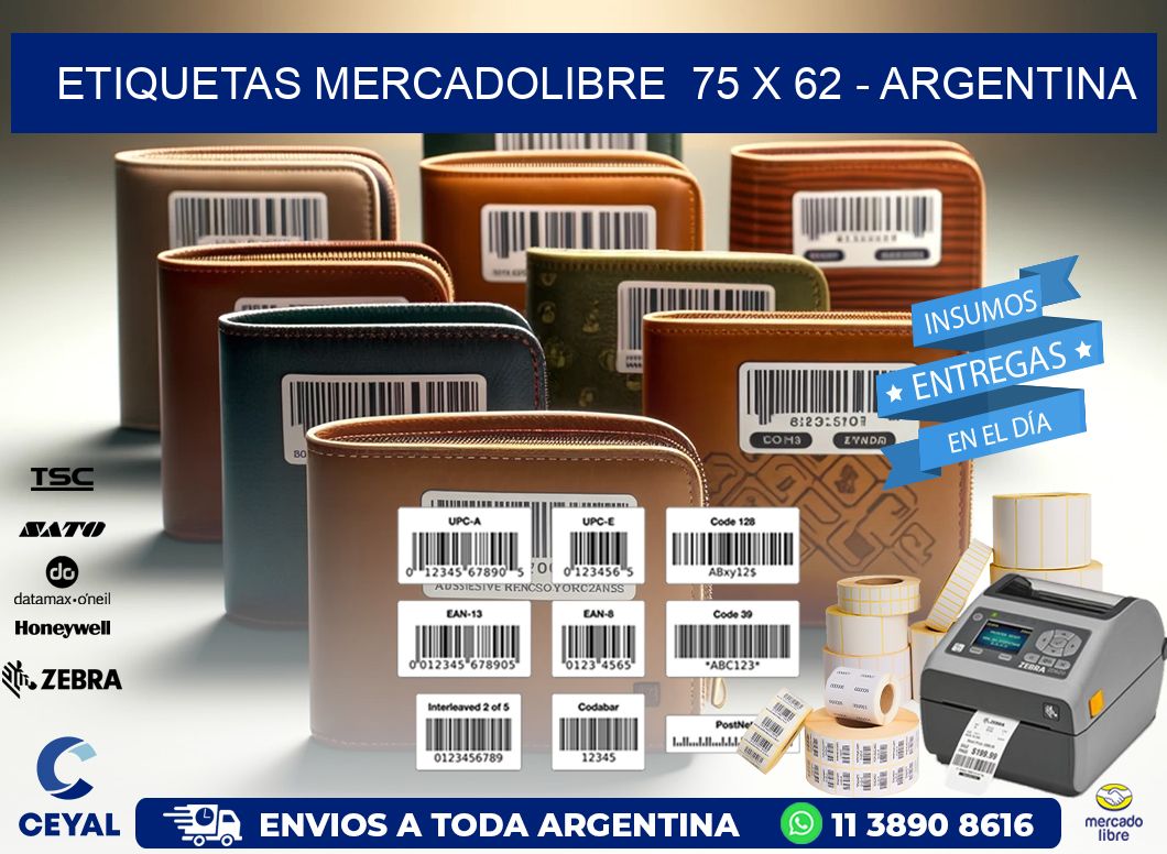 ETIQUETAS MERCADOLIBRE  75 x 62 - ARGENTINA