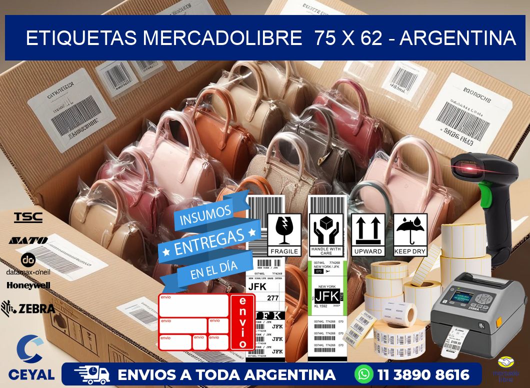 ETIQUETAS MERCADOLIBRE  75 x 62 - ARGENTINA