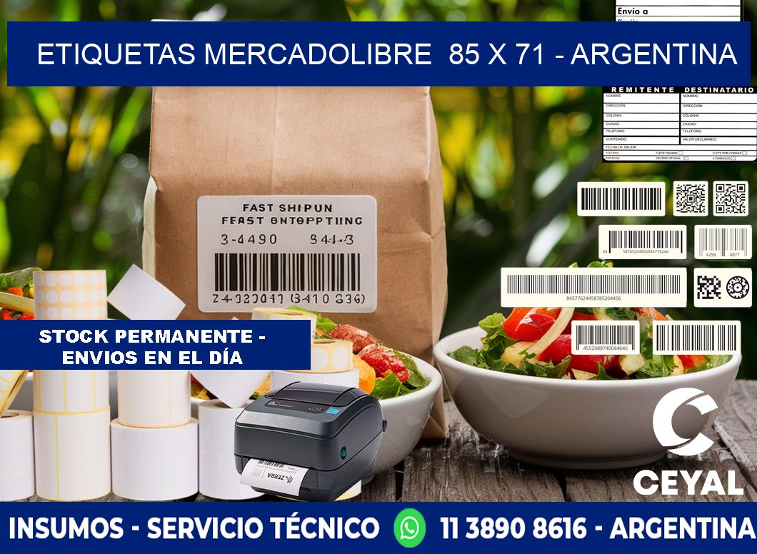 ETIQUETAS MERCADOLIBRE  85 x 71 - ARGENTINA