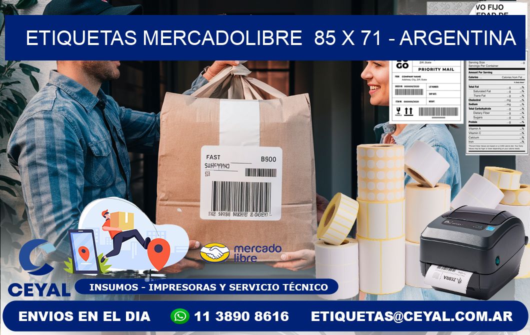 ETIQUETAS MERCADOLIBRE  85 x 71 - ARGENTINA