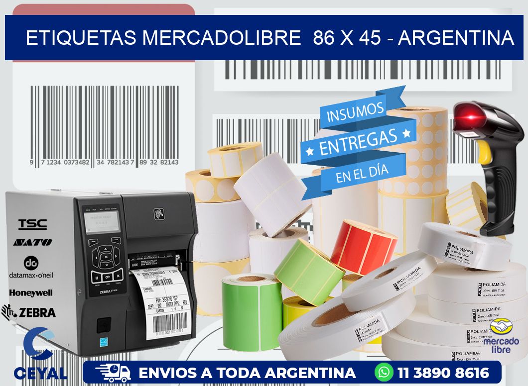 ETIQUETAS MERCADOLIBRE  86 x 45 - ARGENTINA