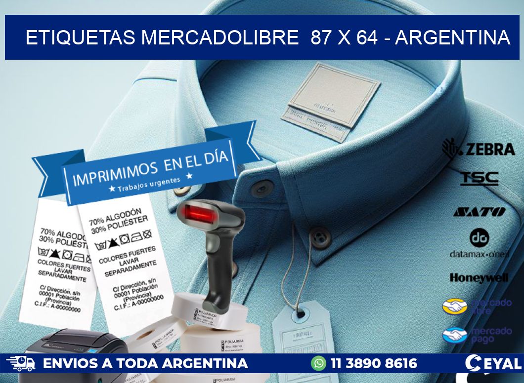 ETIQUETAS MERCADOLIBRE  87 x 64 - ARGENTINA