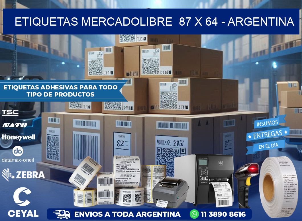 ETIQUETAS MERCADOLIBRE  87 x 64 - ARGENTINA