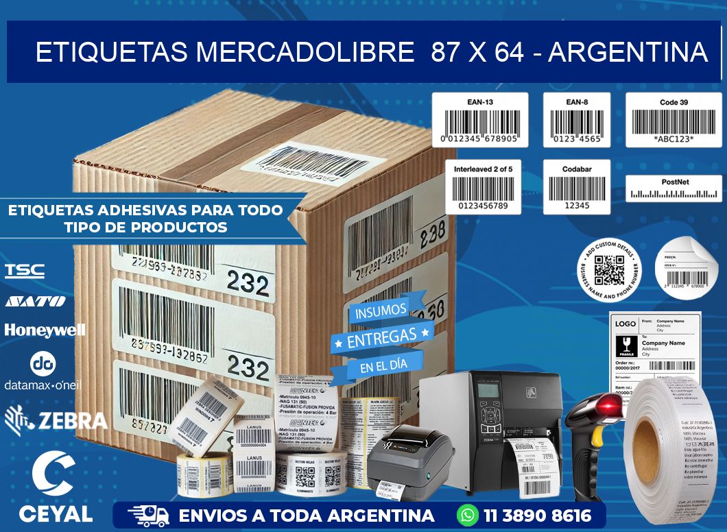 ETIQUETAS MERCADOLIBRE  87 x 64 – ARGENTINA