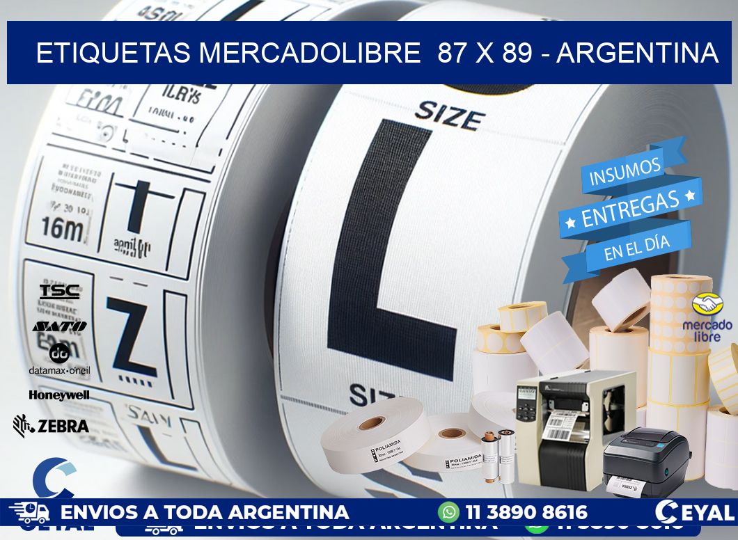 ETIQUETAS MERCADOLIBRE  87 x 89 - ARGENTINA