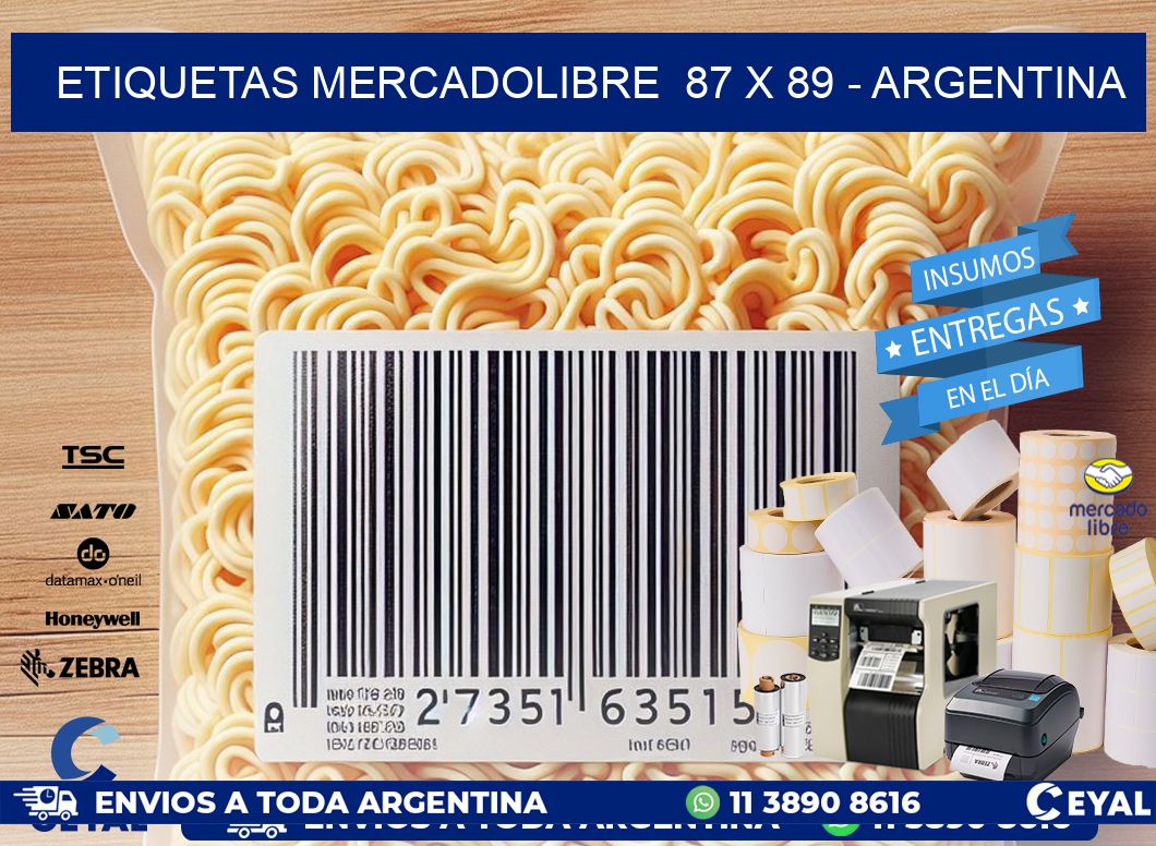 ETIQUETAS MERCADOLIBRE  87 x 89 - ARGENTINA