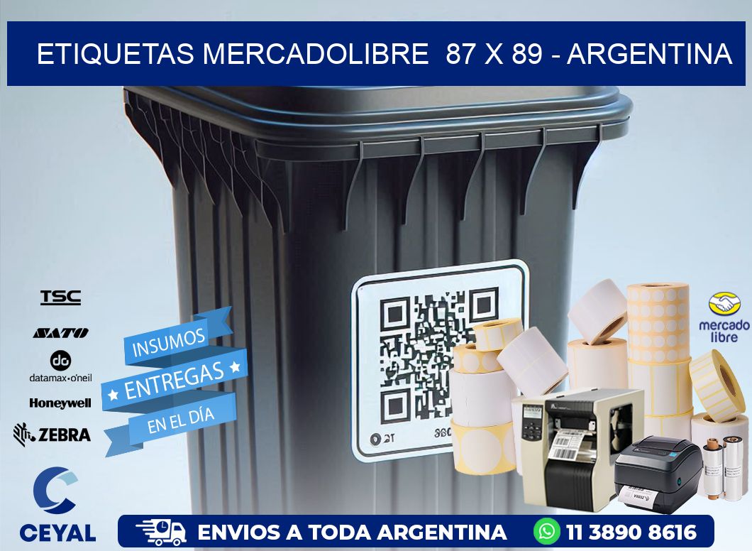 ETIQUETAS MERCADOLIBRE  87 x 89 - ARGENTINA