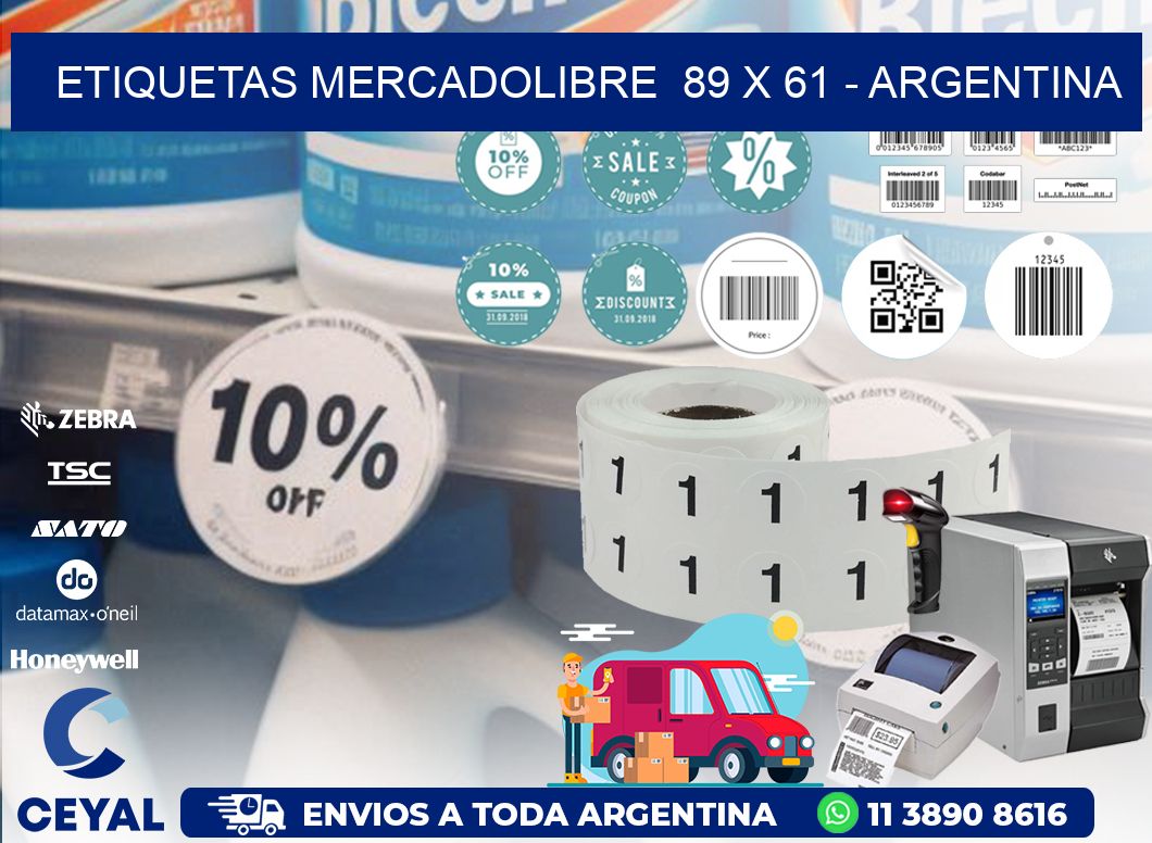 ETIQUETAS MERCADOLIBRE  89 x 61 - ARGENTINA