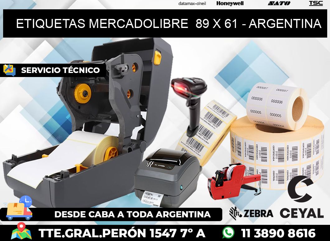 ETIQUETAS MERCADOLIBRE  89 x 61 - ARGENTINA