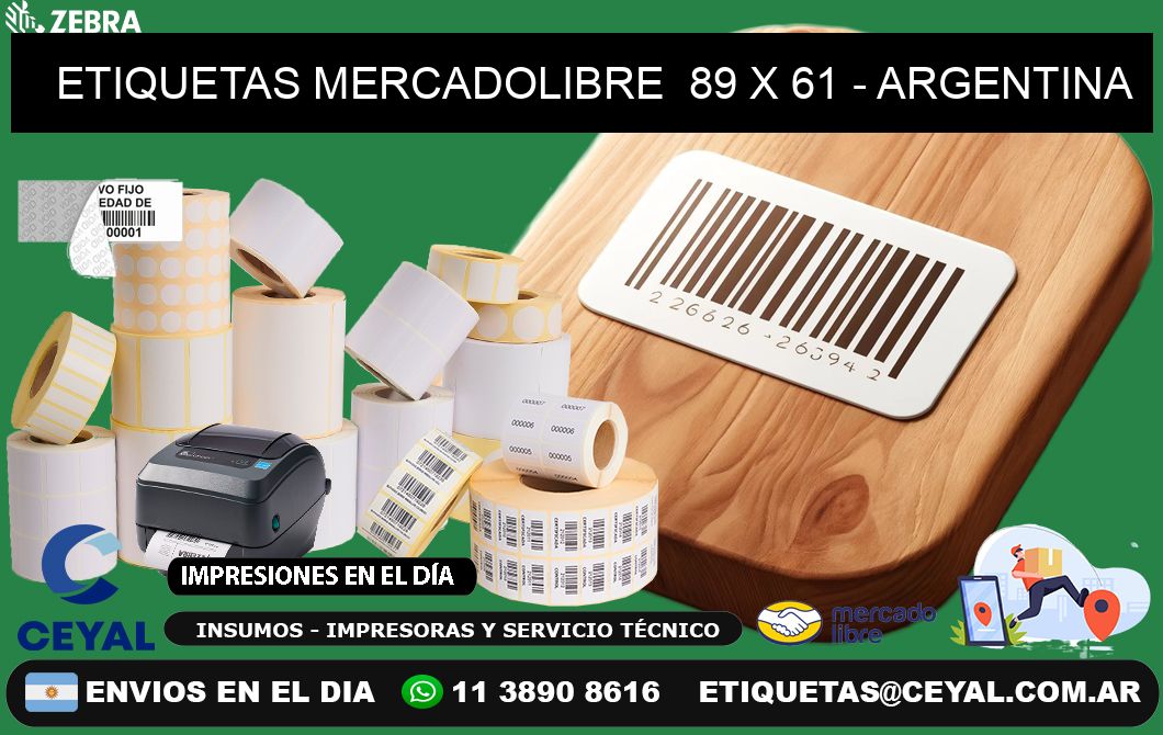 ETIQUETAS MERCADOLIBRE  89 x 61 - ARGENTINA