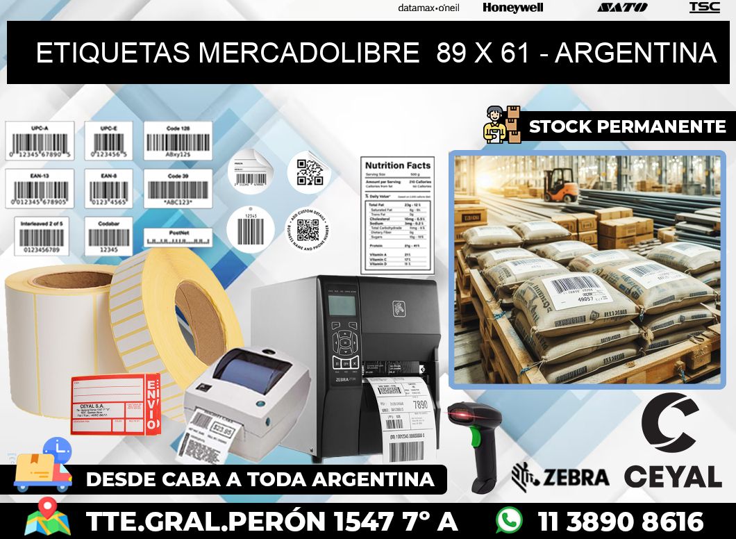 ETIQUETAS MERCADOLIBRE  89 x 61 – ARGENTINA