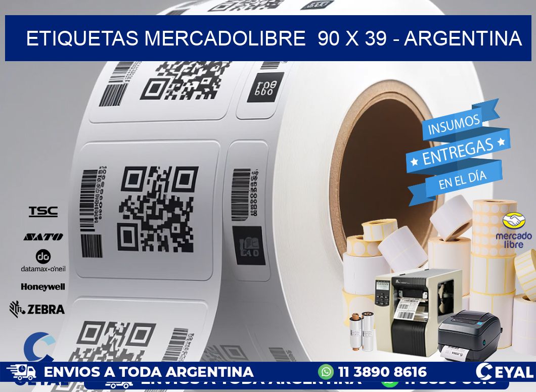 ETIQUETAS MERCADOLIBRE  90 x 39 - ARGENTINA