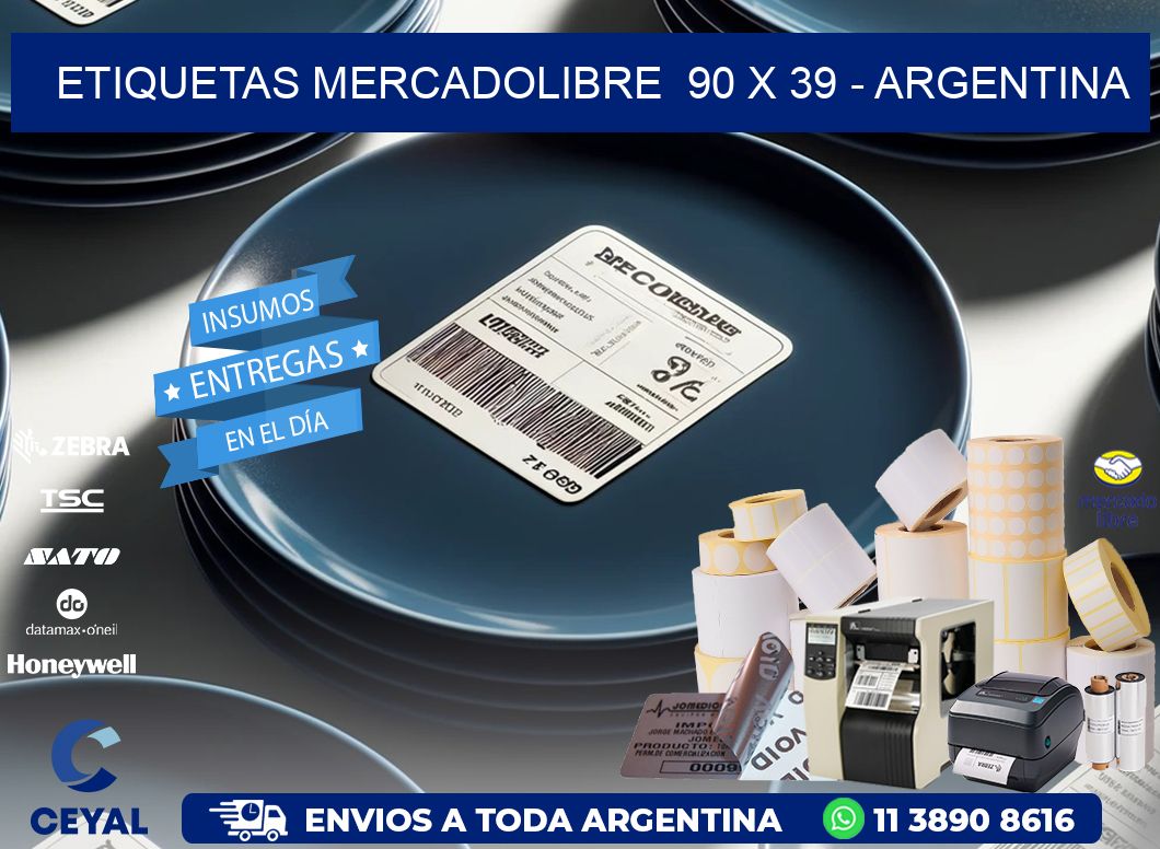 ETIQUETAS MERCADOLIBRE  90 x 39 - ARGENTINA