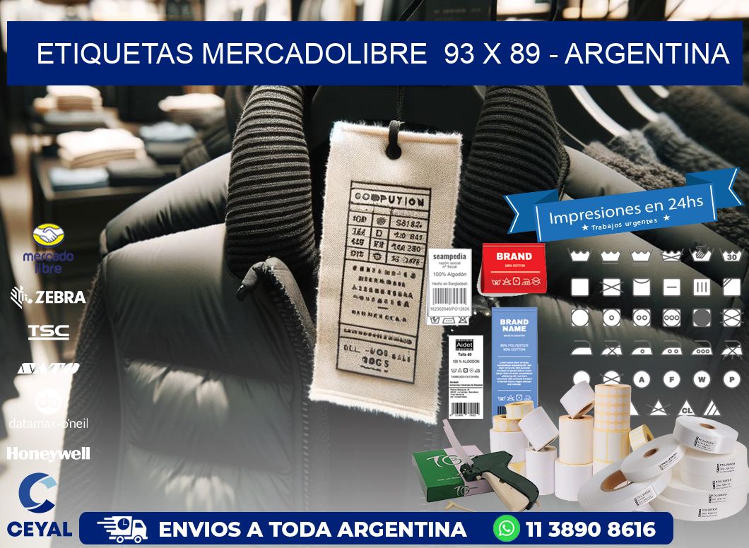 ETIQUETAS MERCADOLIBRE  93 x 89 - ARGENTINA