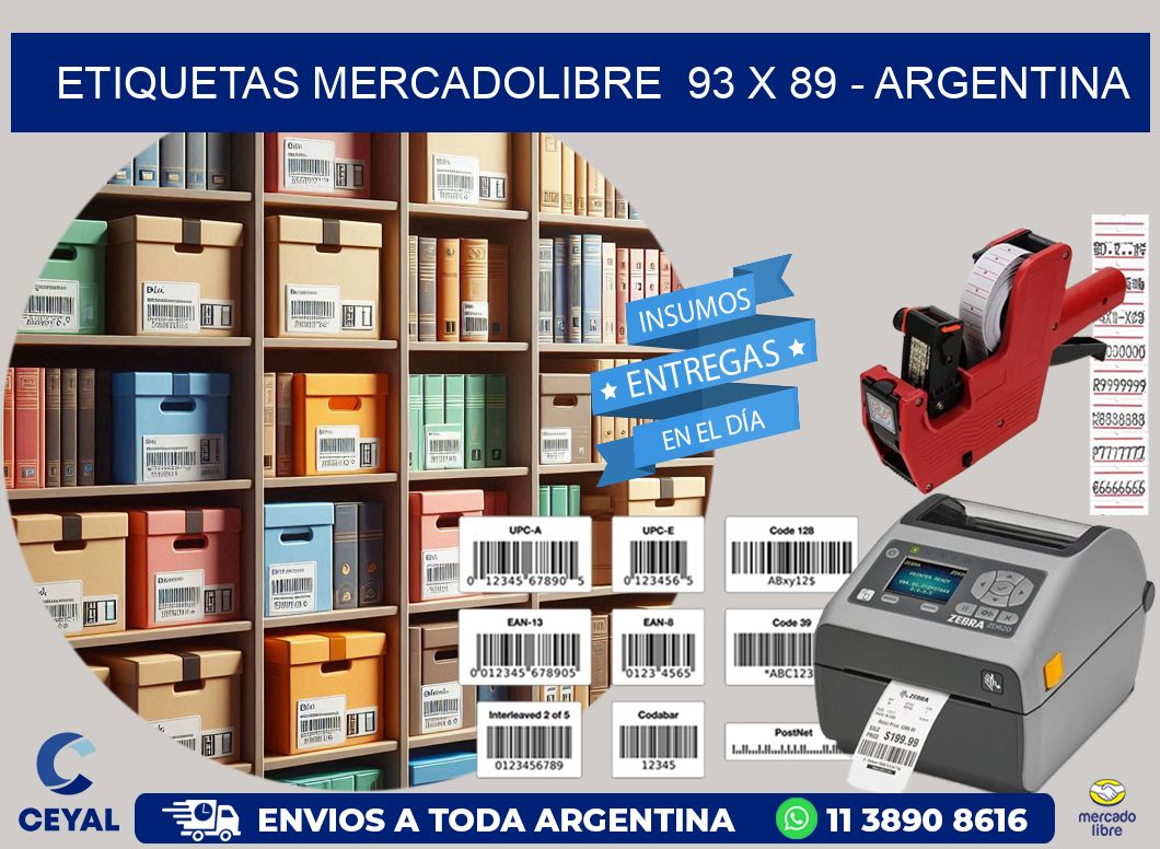 ETIQUETAS MERCADOLIBRE  93 x 89 - ARGENTINA