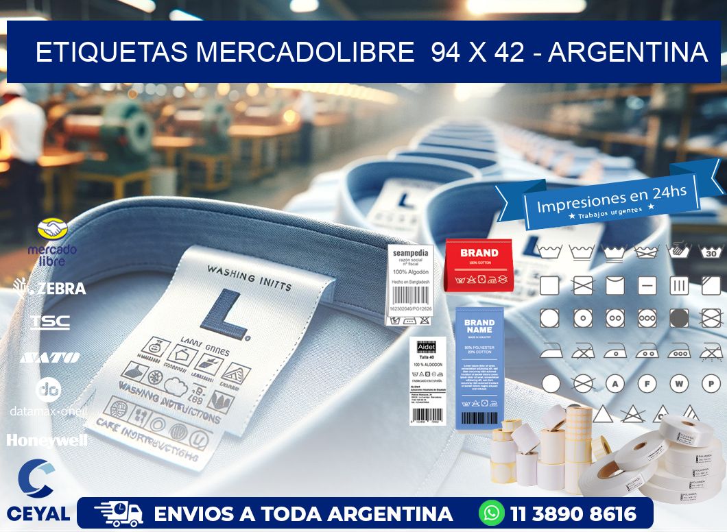 ETIQUETAS MERCADOLIBRE  94 x 42 - ARGENTINA