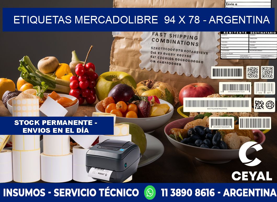 ETIQUETAS MERCADOLIBRE  94 x 78 - ARGENTINA