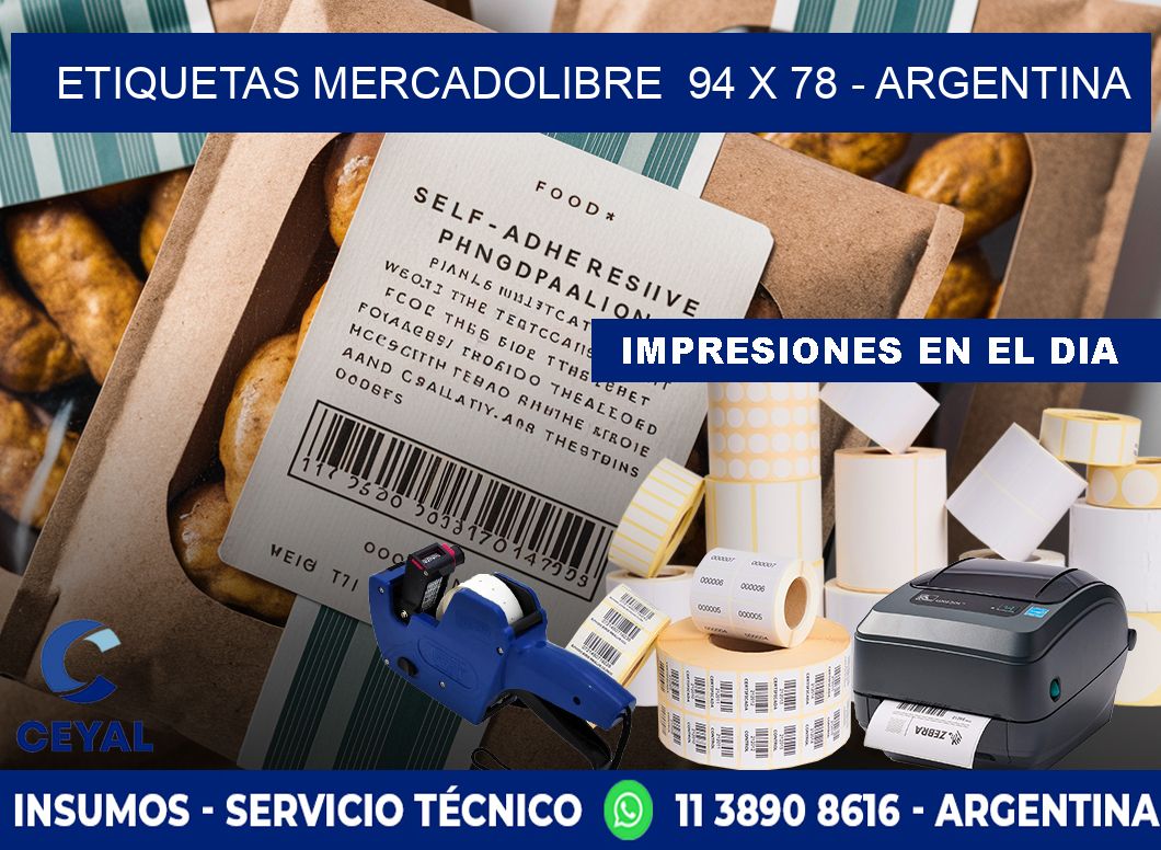 ETIQUETAS MERCADOLIBRE  94 x 78 - ARGENTINA