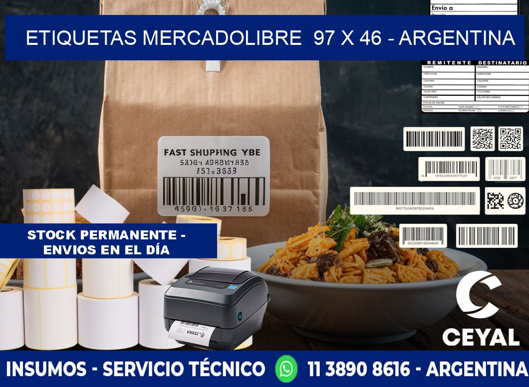 ETIQUETAS MERCADOLIBRE  97 x 46 - ARGENTINA