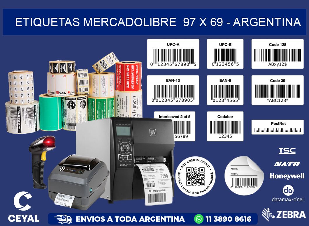 ETIQUETAS MERCADOLIBRE  97 x 69 - ARGENTINA