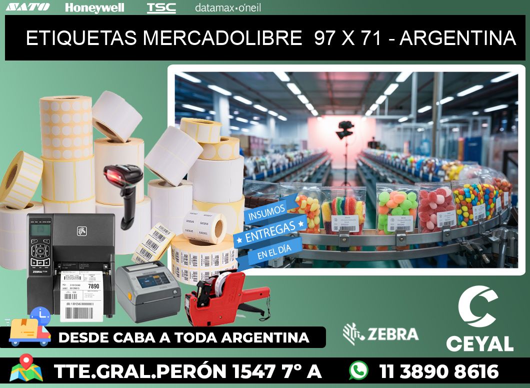 ETIQUETAS MERCADOLIBRE  97 x 71 - ARGENTINA