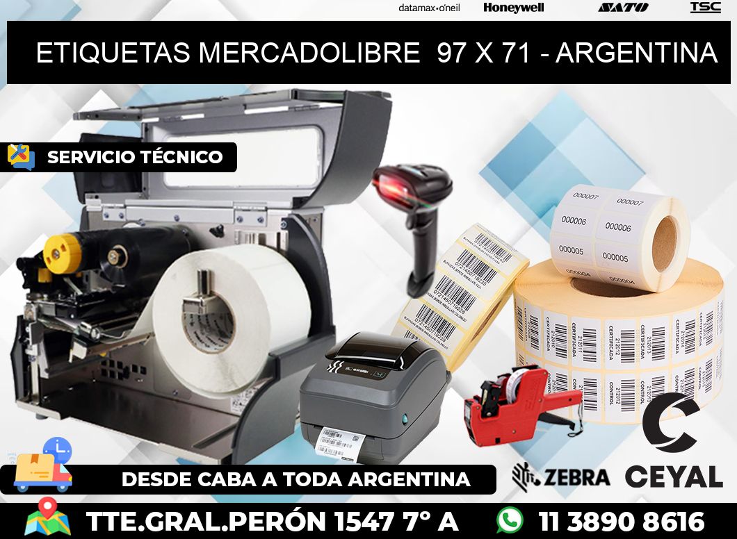 ETIQUETAS MERCADOLIBRE  97 x 71 - ARGENTINA