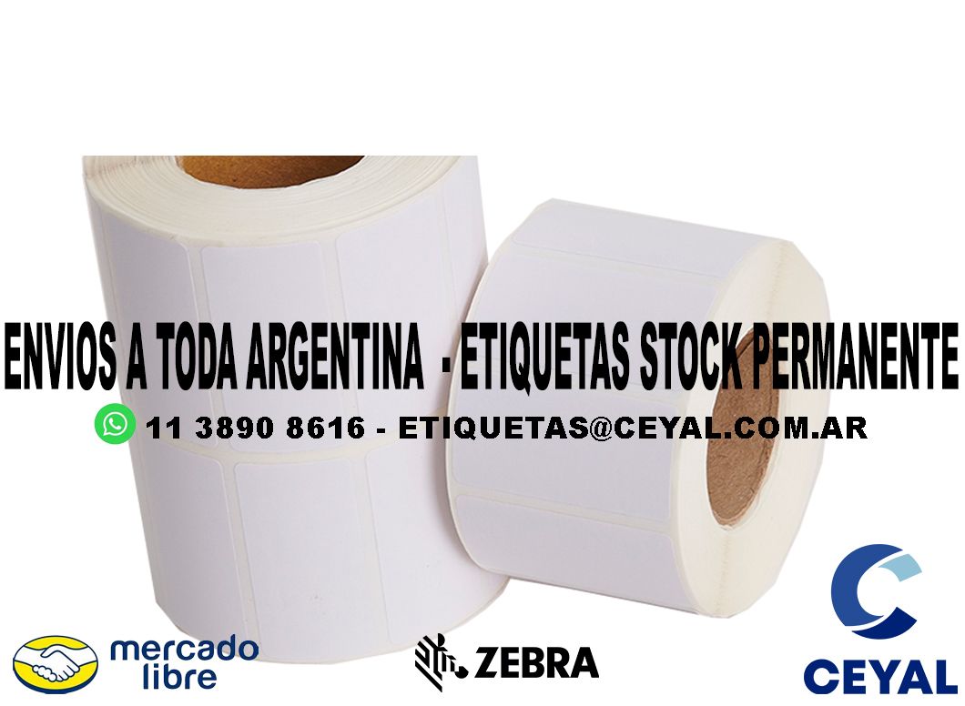 RIBBON ETIQUETAS IMPRESAS 80 x 86 X1400 UNIDADES