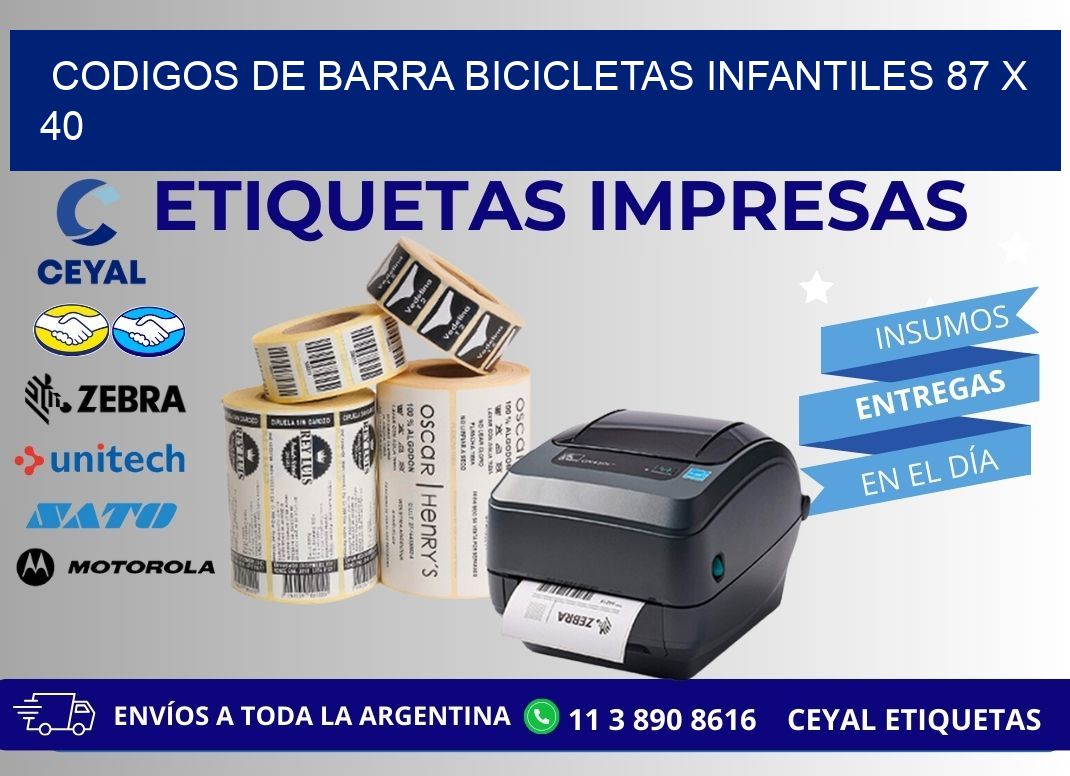 CODIGOS DE BARRA BICICLETAS INFANTILES 87 x 40
