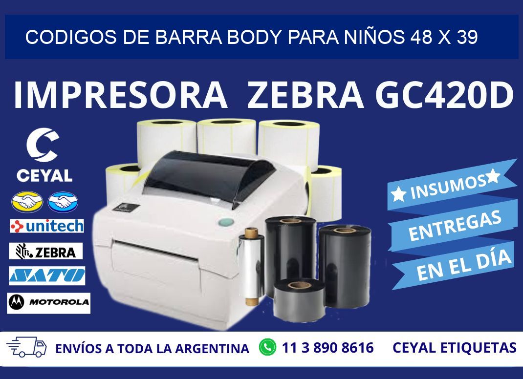 CODIGOS DE BARRA BODY PARA NIÑOS 48 x 39