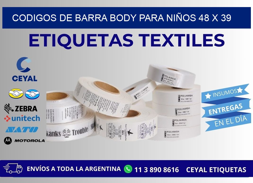 CODIGOS DE BARRA BODY PARA NIÑOS 48 x 39