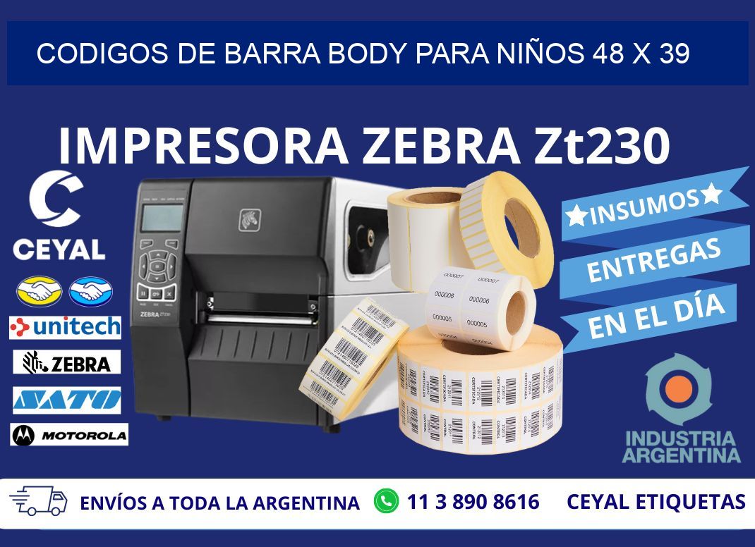 CODIGOS DE BARRA BODY PARA NIÑOS 48 x 39