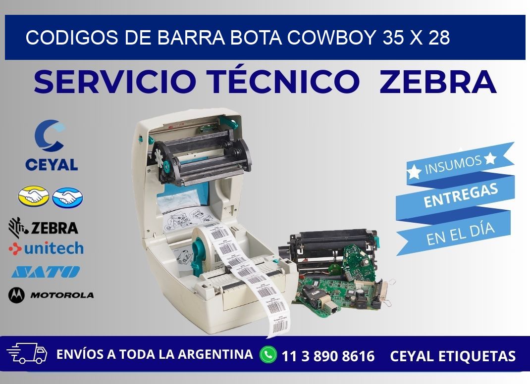 CODIGOS DE BARRA BOTA COWBOY 35 x 28