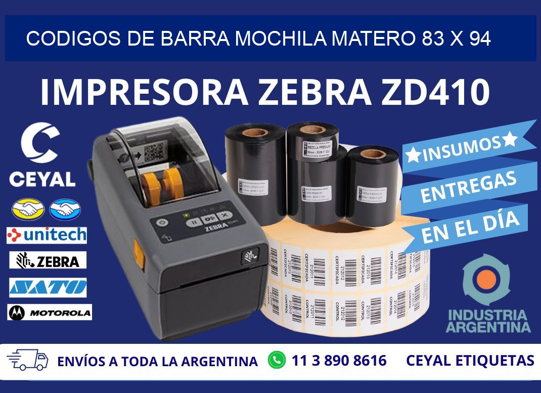 CODIGOS DE BARRA MOCHILA MATERO 83 x 94
