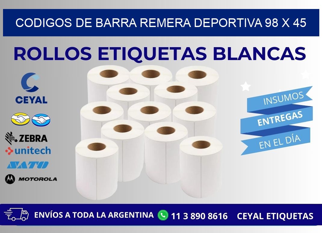 CODIGOS DE BARRA REMERA DEPORTIVA 98 x 45