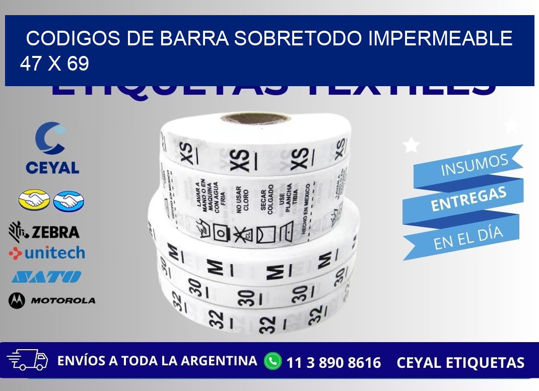 CODIGOS DE BARRA SOBRETODO IMPERMEABLE 47 x 69