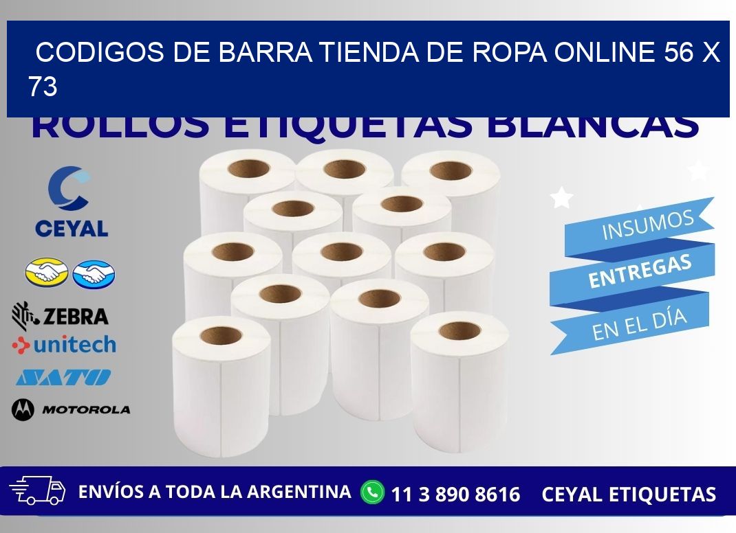 CODIGOS DE BARRA TIENDA DE ROPA ONLINE 56 x 73