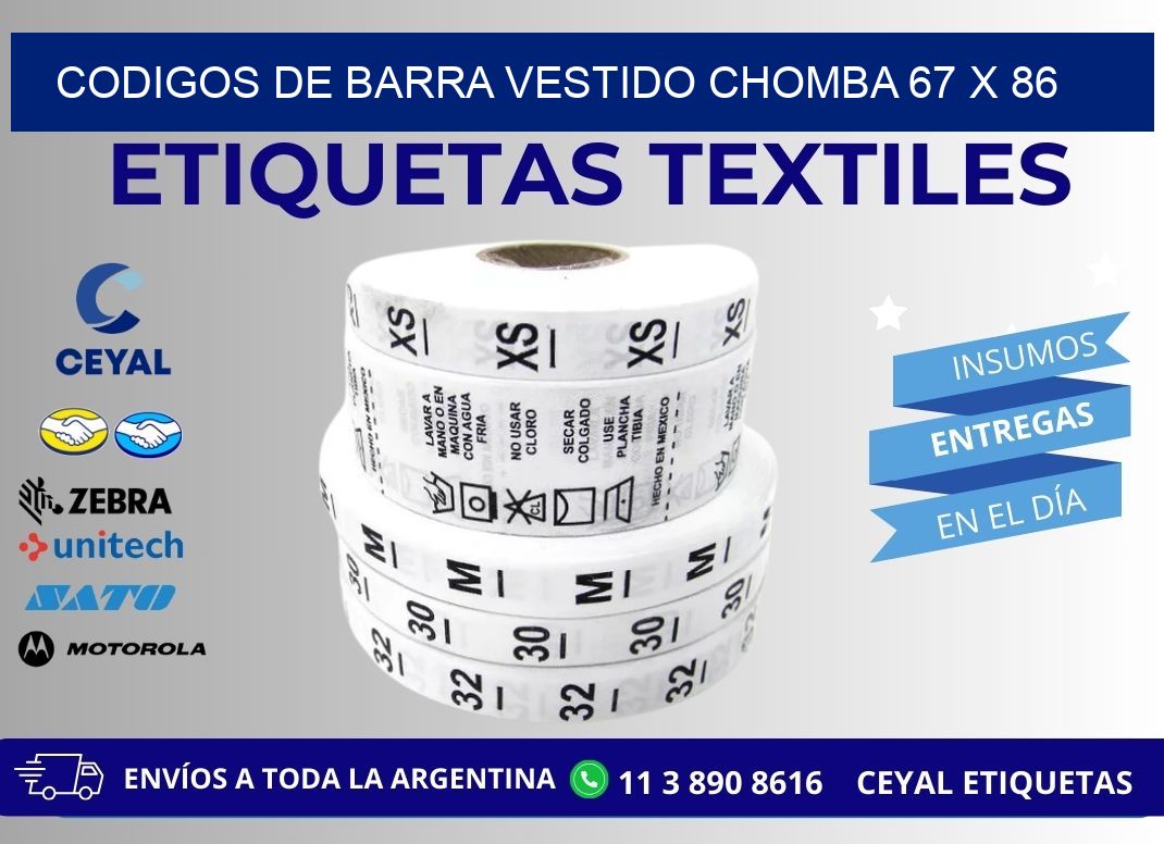 CODIGOS DE BARRA VESTIDO CHOMBA 67 x 86