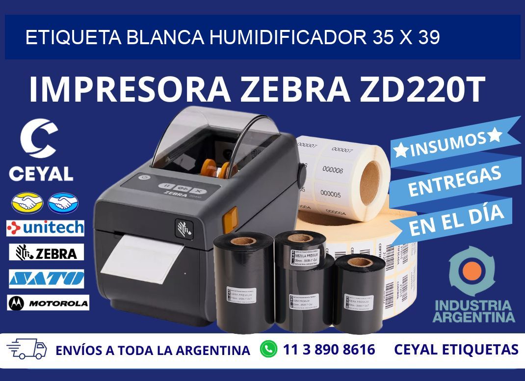 ETIQUETA BLANCA HUMIDIFICADOR 35 x 39