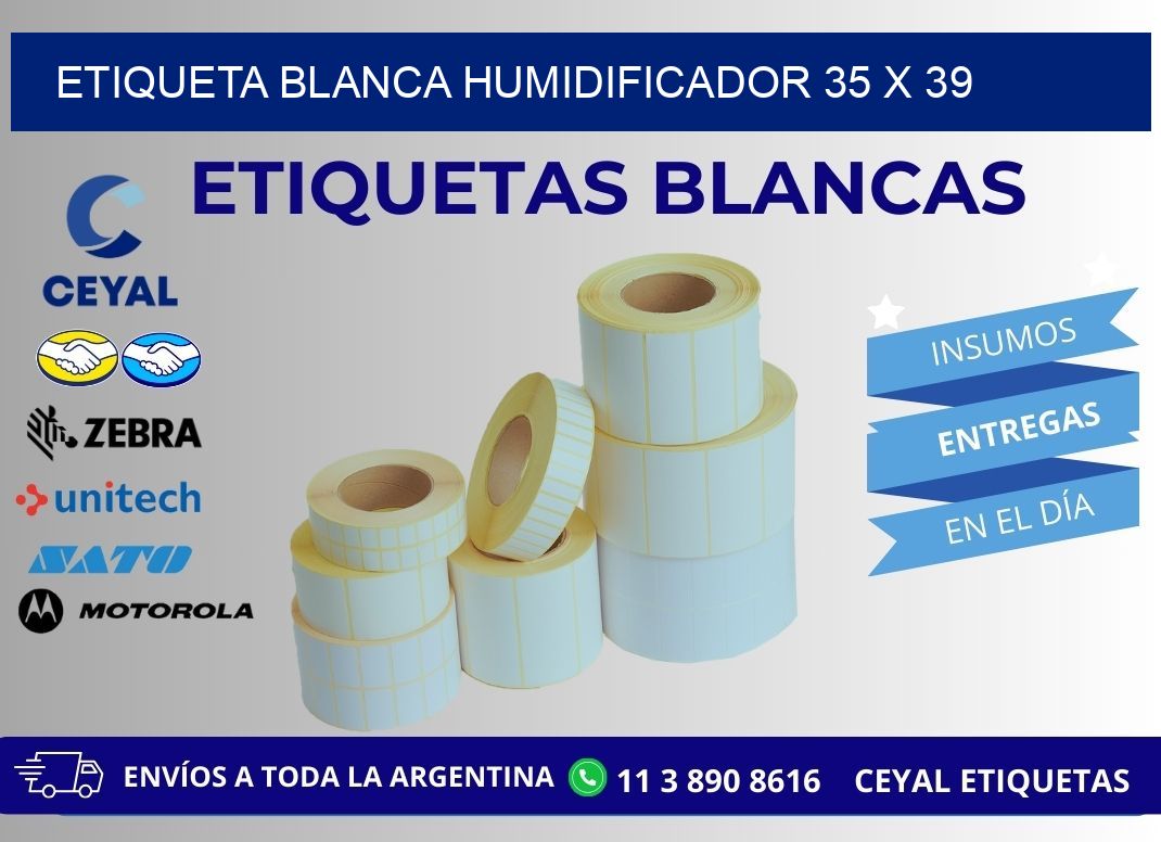 ETIQUETA BLANCA HUMIDIFICADOR 35 x 39