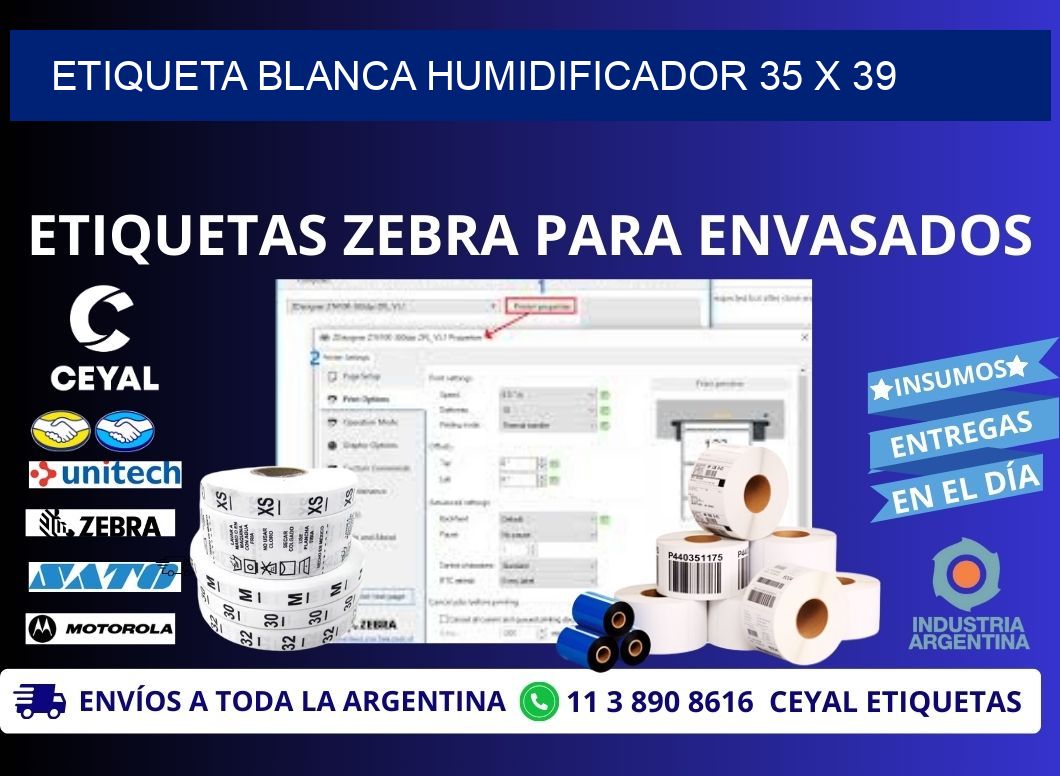 ETIQUETA BLANCA HUMIDIFICADOR 35 x 39