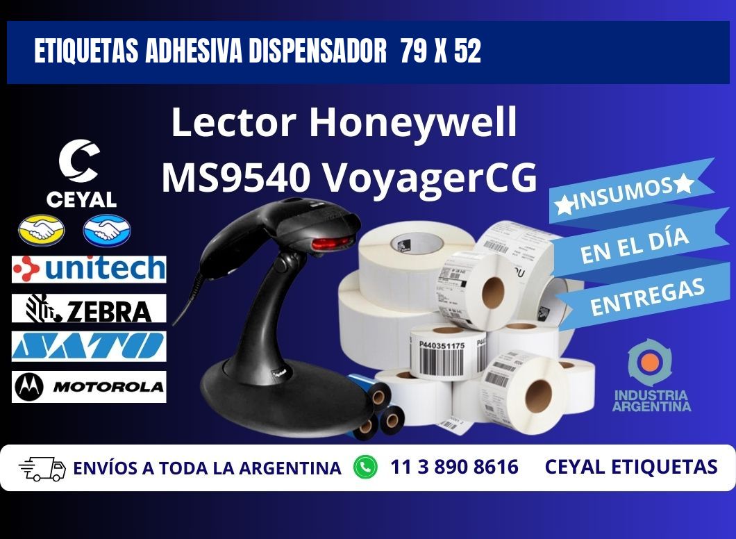 ETIQUETAS ADHESIVA DISPENSADOR  79 x 52