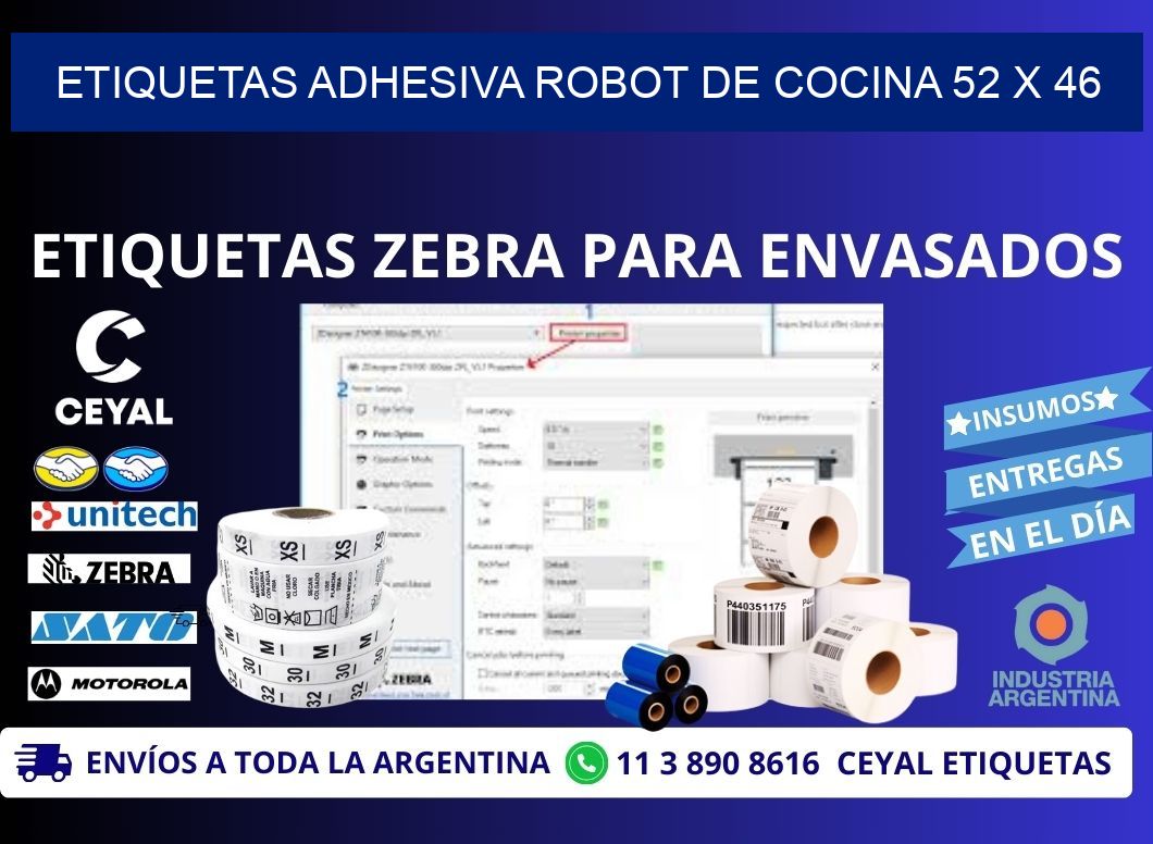 ETIQUETAS ADHESIVA ROBOT DE COCINA 52 x 46