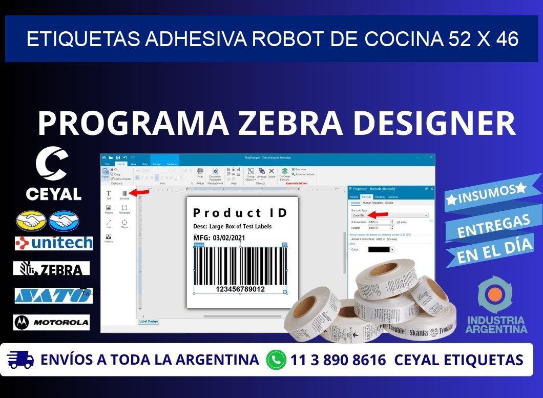 ETIQUETAS ADHESIVA ROBOT DE COCINA 52 x 46