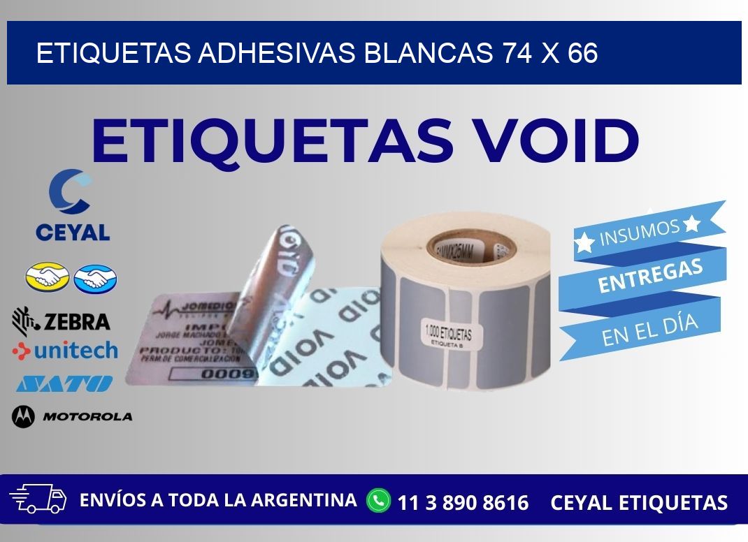 ETIQUETAS ADHESIVAS BLANCAS 74 x 66