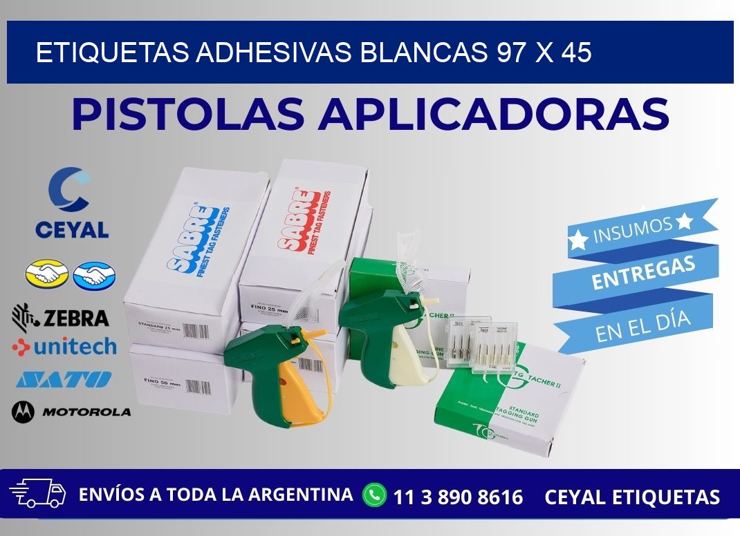 ETIQUETAS ADHESIVAS BLANCAS 97 x 45