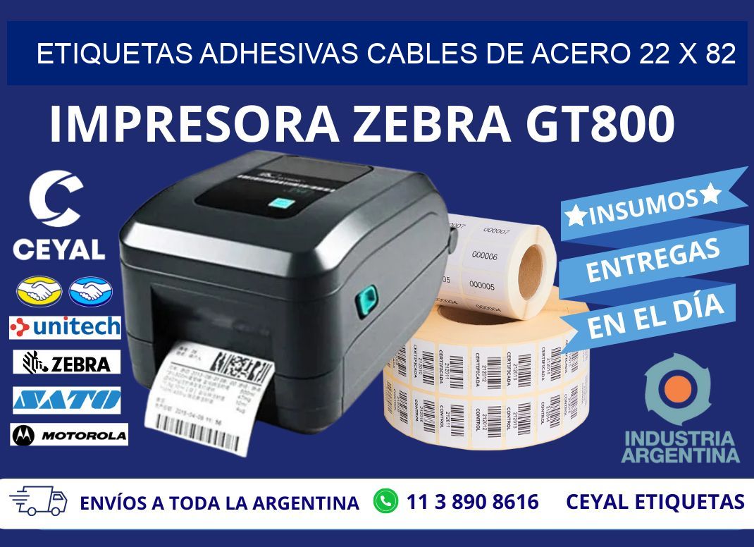 ETIQUETAS ADHESIVAS CABLES DE ACERO 22 x 82