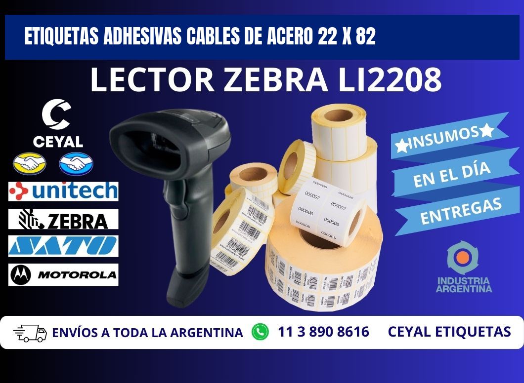 ETIQUETAS ADHESIVAS CABLES DE ACERO 22 x 82