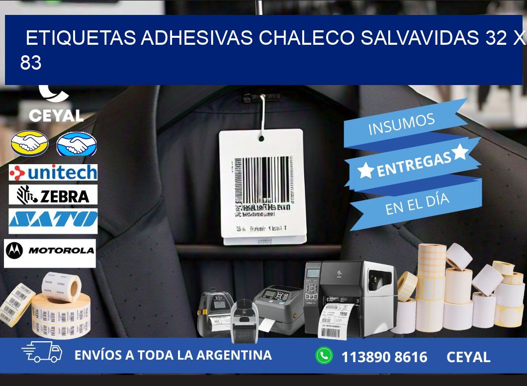 ETIQUETAS ADHESIVAS CHALECO SALVAVIDAS 32 x 83